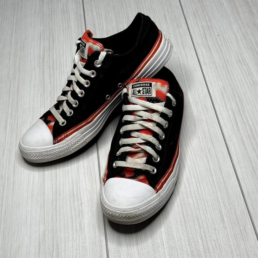 Converse Chuck Taylor All Star Low Black Orange Tie Dye Men 9.5 Women 11.5 Indie